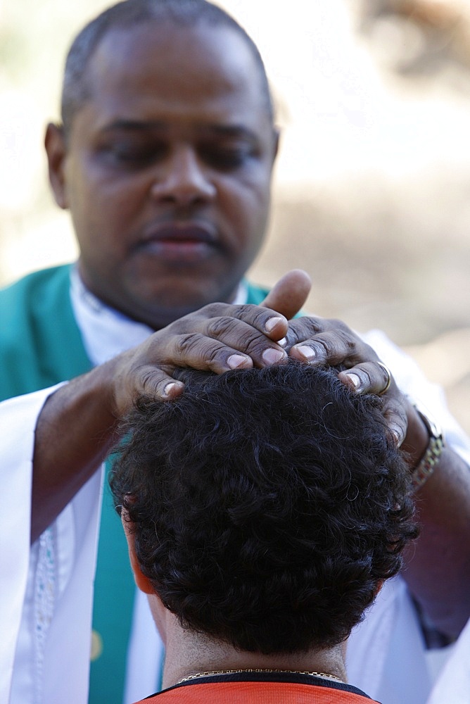 Brazilian pilgrims at the Jordan River, Yardenit, Israel, Middle East