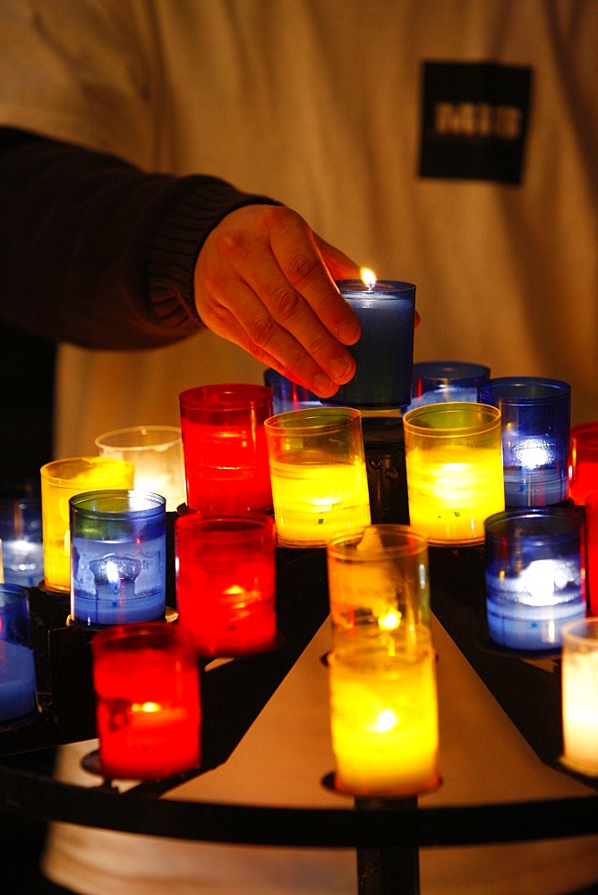 Light festival and feast of the Immaculate Conception, St. John's Cathedral, Lyon, Rhone, France, Europe