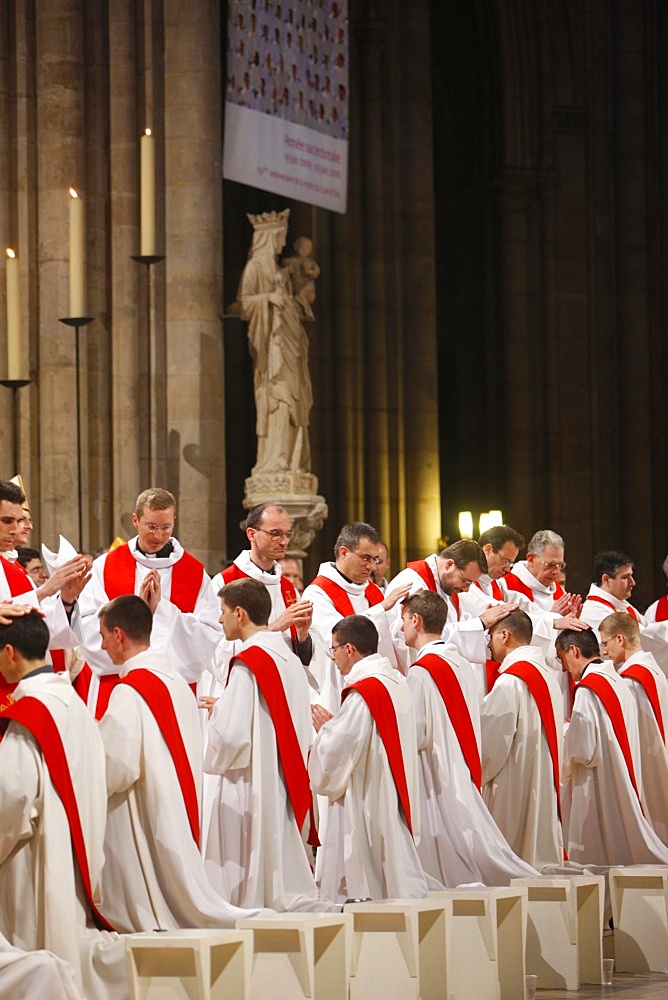 Priest ordinations at Notre Dame de Paris Cathedral, Paris, France, Europe