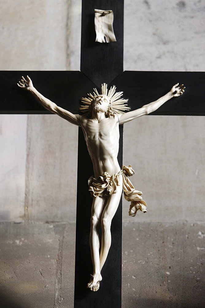 Christ on the Cross sculpture in Notre Dame Cathedral, Paris, France, Europe