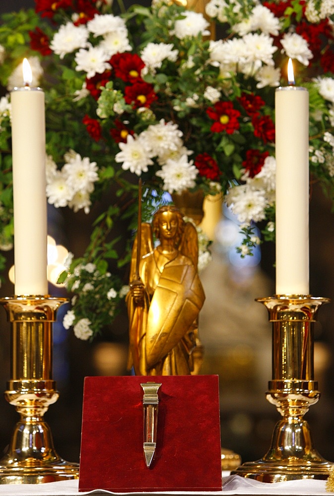 Nail from the cross, one of Christ's Passion relics, Notre Dame Cathedral, Paris, France, Europe