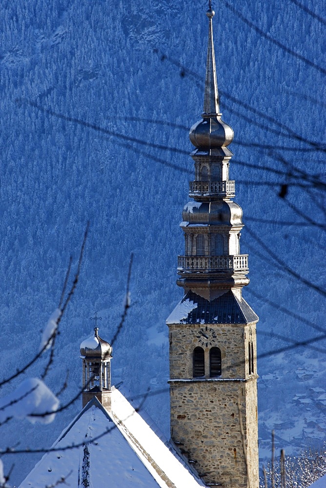 Combloux church spire, Combloux, Haute Savoie, France, Europe