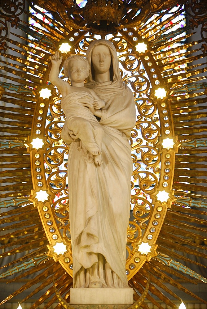 Virgin and Child sculpture in Fourviere Basilica, Lyon, Rhone, France, Europe