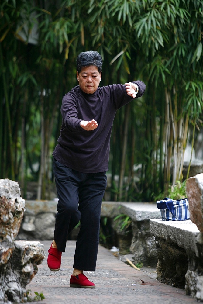 Tai chi chuan in Lou Lim Leoc gardens, Macao, China, Asia