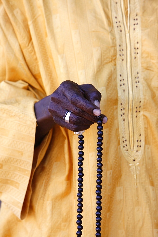 Muslim with prayer beads, Abene, Casamance, Senegal, West Africa, Africa