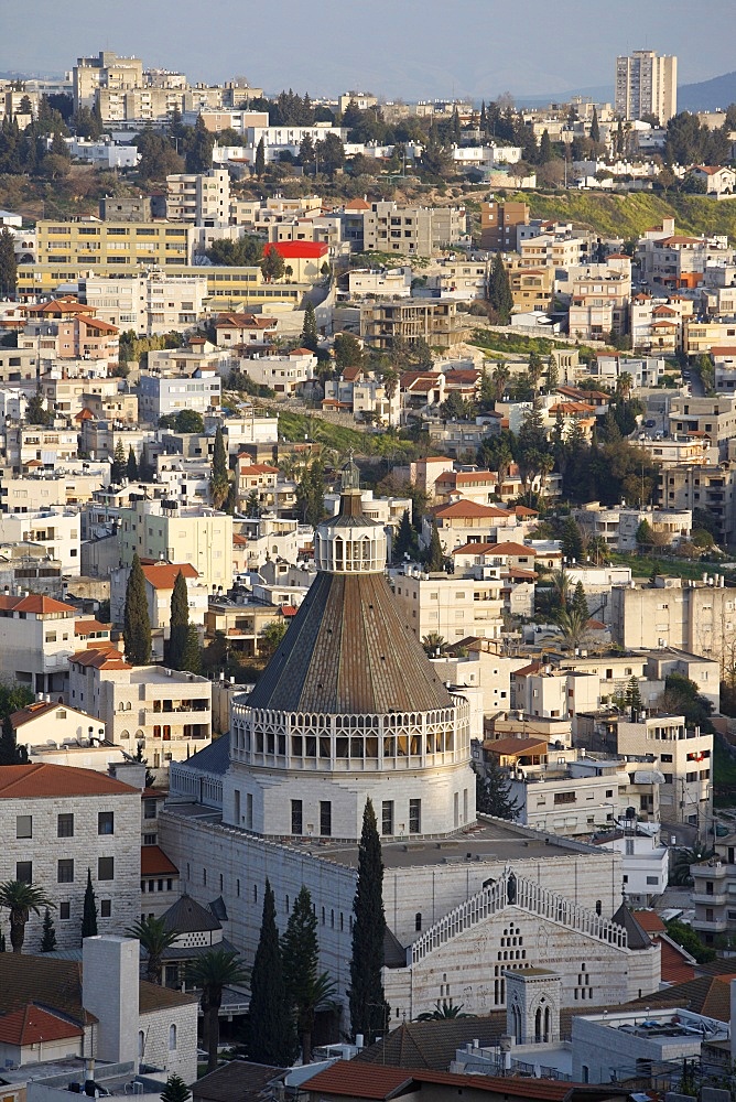 Basilica and city, Nazareth, Israel, Middle East