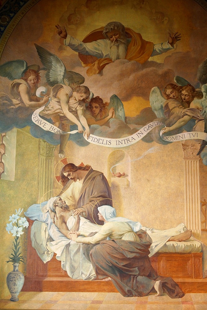 Saint Joseph's death by Henri Pinta painted in 1915, Saint-Francois-Xavier church, Paris, France, Europe