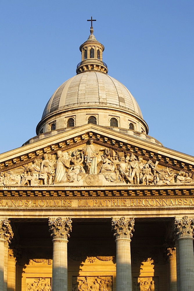 Dome, pediment and columns of the Pantheon, Paris, France, Europe