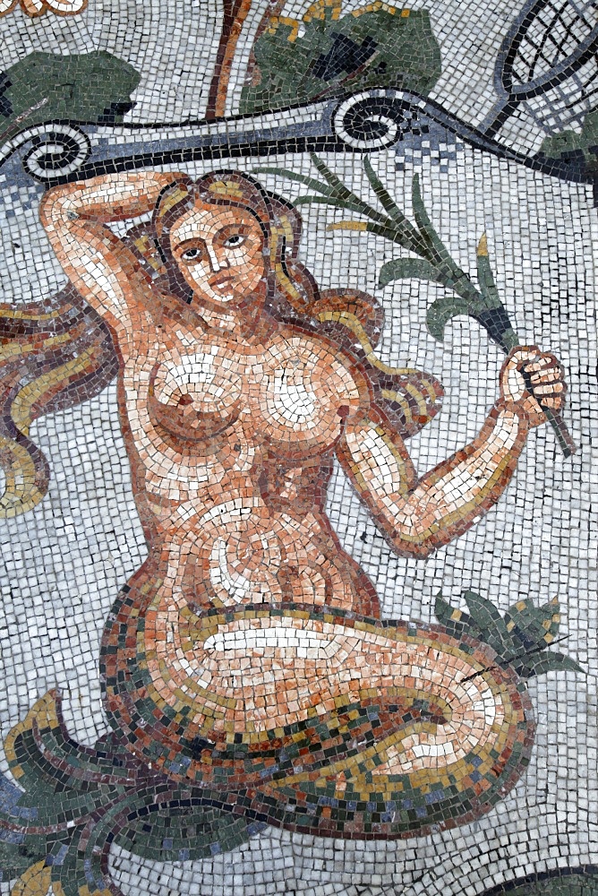 Astral sign of Virgo in mosaic in Galleria Umberto, Naples, Campania, Italy, Europe