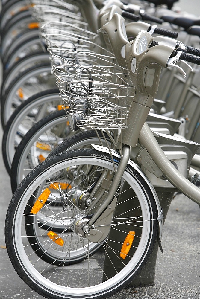 Rental bikes known as velib, Paris, France, Europe