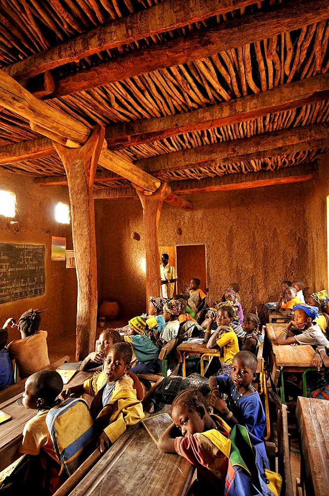 Village school, Youga-Na, Dogon area, Mali, West Africa, Africa