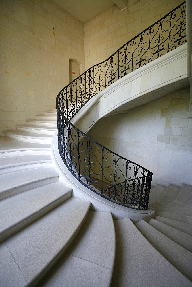 Staircase in Prieure Saint Lazare dating from the 18th century, Fontevraud Abbey, Fontevraud, Maine-et-Loire, France, Europe