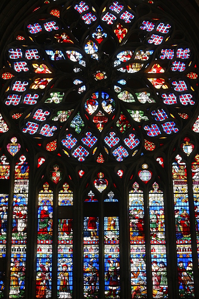 Last Judgment, Rose Window, St. Stephen's Cathedral, Sens, Yonne, Burgundy, France, Europe