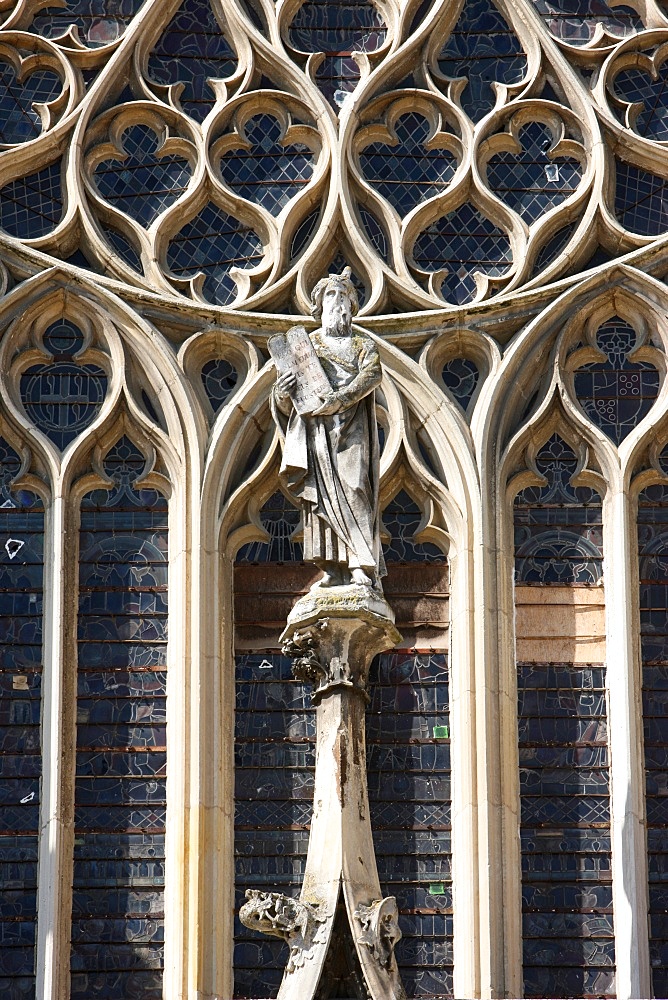 Moses, Last Judgment window, St. Stephen's Cathedral, Sens, Yonne, Burgundy, France, Europe