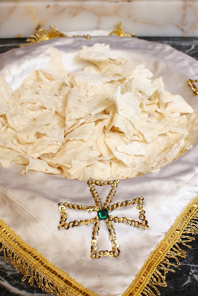 Communion bread, Armenian Catholic church. Istanbul, Turkey, Europe