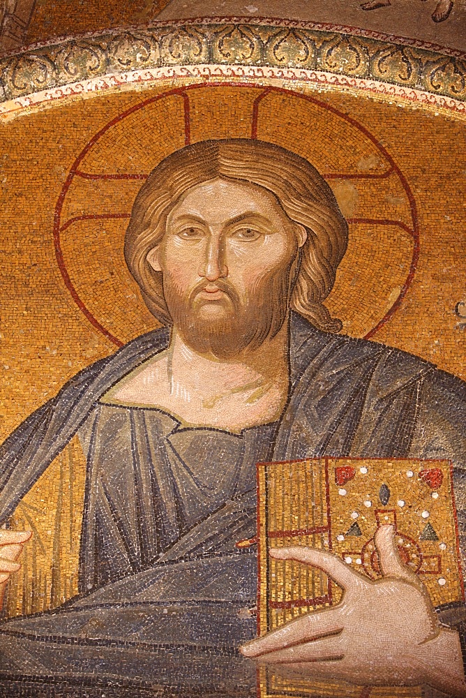 Jesus Pantocrator mosaic, Chora Church Museum, Istanbul, Turkey, Europe