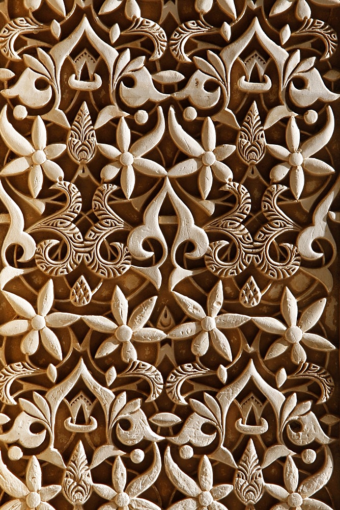 Detail, Nasride Palace sculptures, Alhambra, UNESCO World Heritage Site, Granada, Andalucia, Spain, Europe