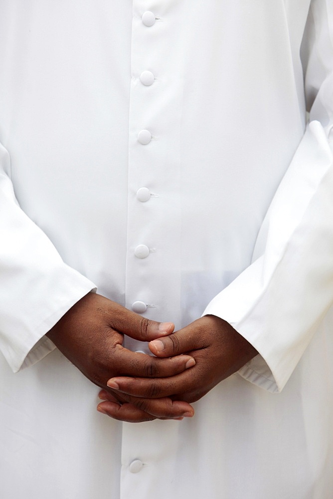 African priest, Cotonou, Benin, West Africa, Africa