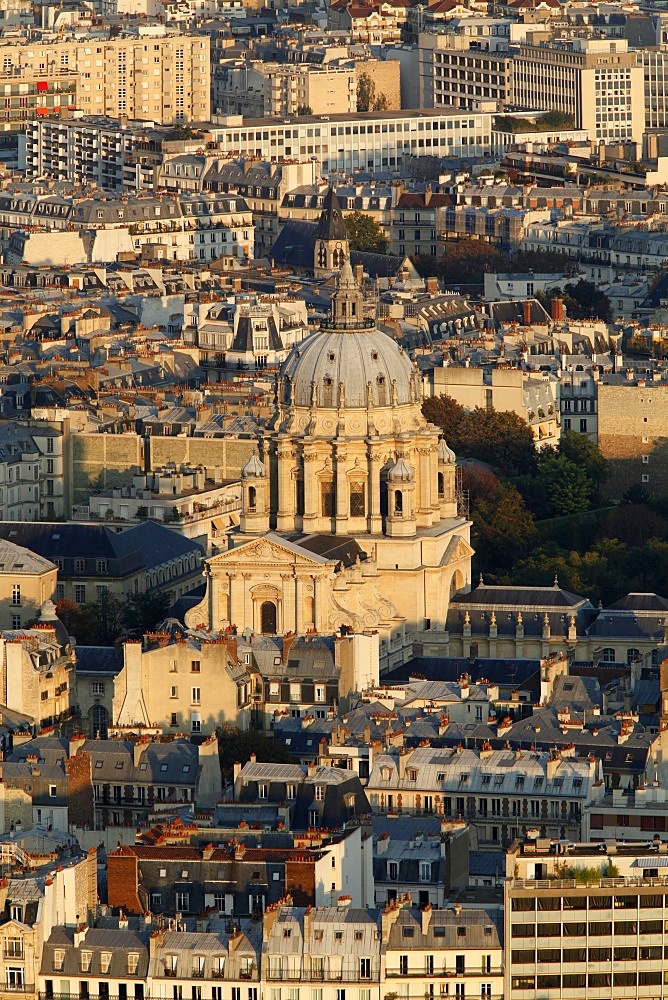 Aerial view of Paris around Val de Grace church, Paris, France, Europe