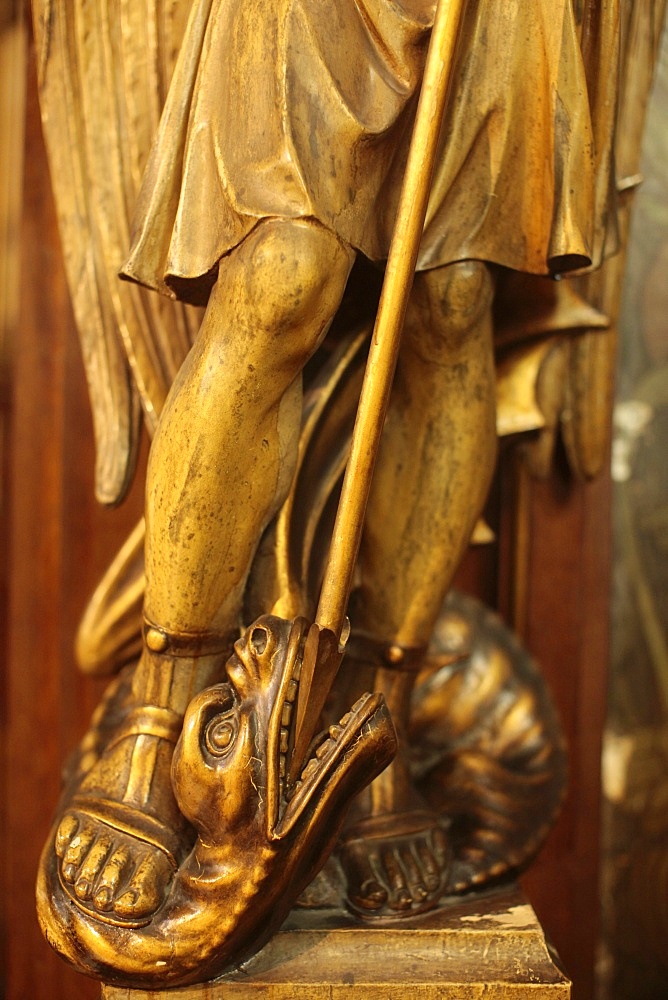 St. Michael slaying the dragon, Sainte-Marie des Batignolles church, Paris, France, Europe