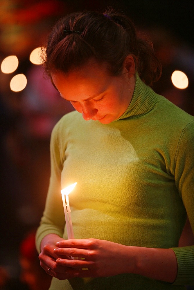 Prayer at Taize meeting, Geneva, Switzerland, Europe