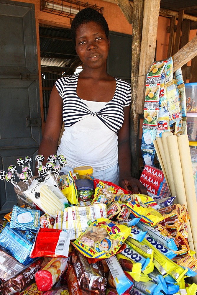 Woman selling cookies, Lome, Togo, West Africa, Africa