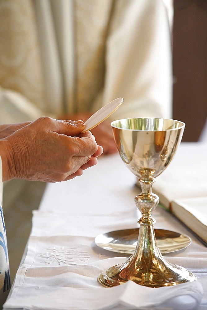 Eucharist celebration, Les Sauvages, Rhone, France, Europe