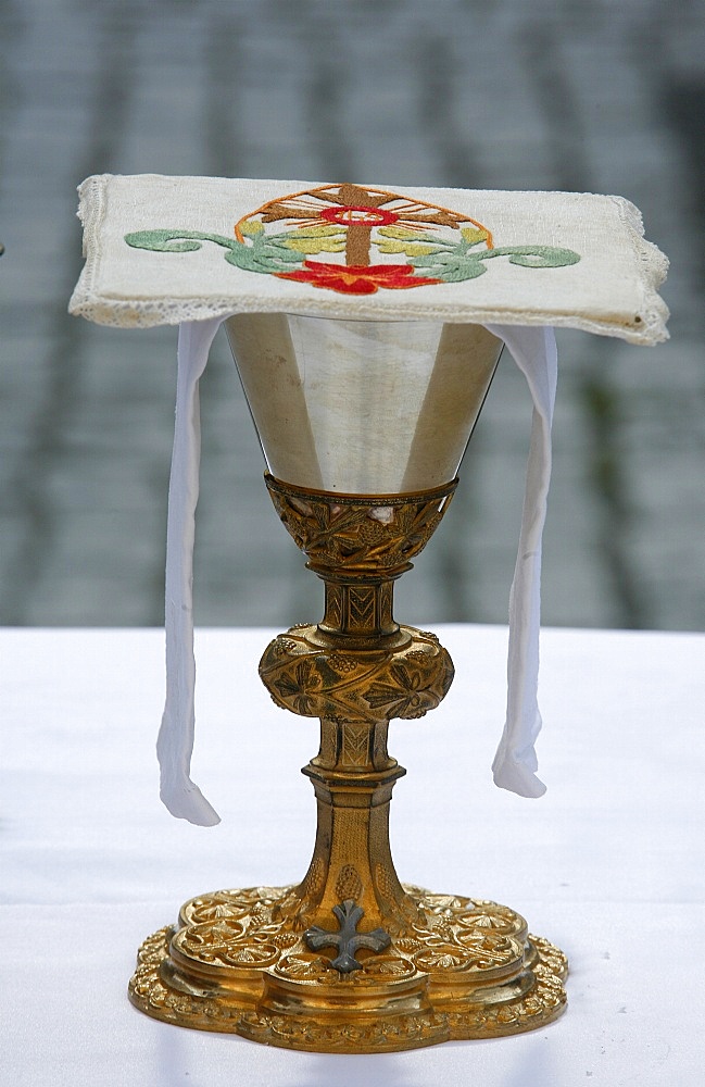 Chalice and paten, Notre-Dame de la Gorge, Haute Savoie, France, Europe