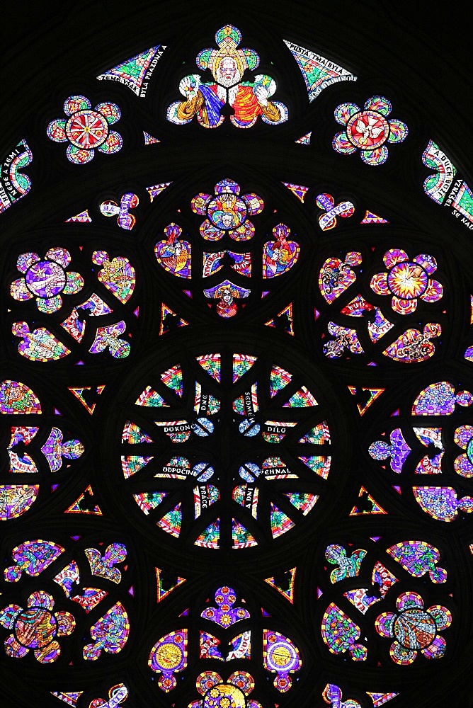 St. Vitus's Cathedral rose window, Prague, Czech Republic, Europe