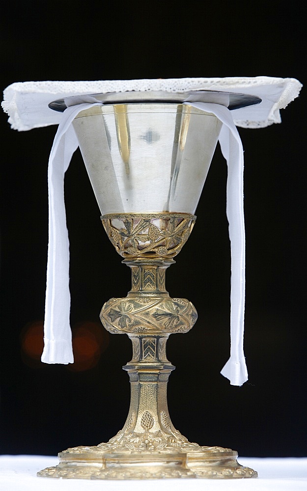 Chalice and paten, Notre-Dame de la Gorge, Haute Savoie, France, Europe