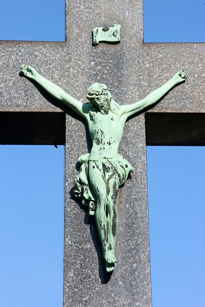 Crucifix, Vysehrad Cemetery, Prague, Czech Republic, Europe