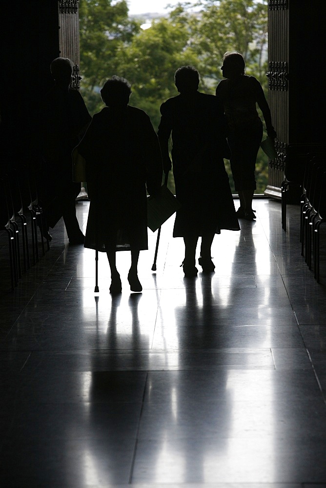 Parishioners leaving church, Annecy, Haute Savoie, France, Europe