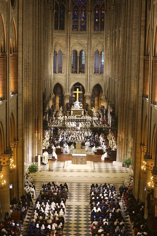 Chrism mass (Easter Wednesday) in Notre Dame Cathedral, Paris, France, Europe