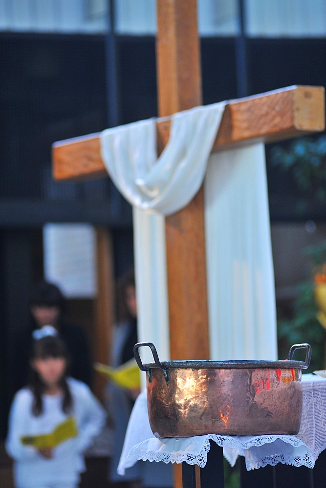 Easter Sunday celebration with baptisms, Paris, France, Europe