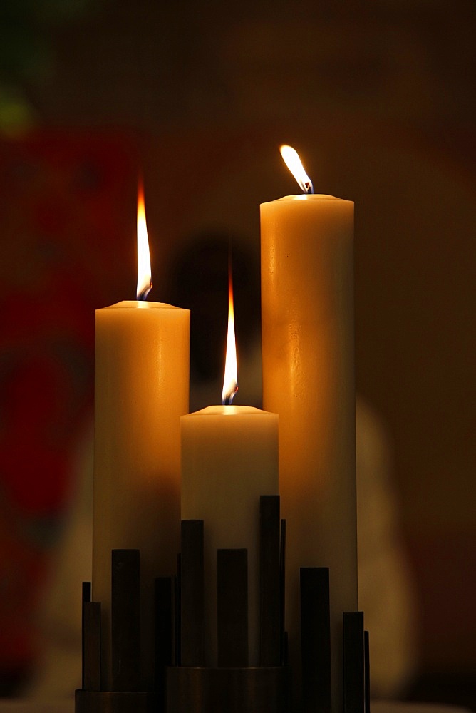 Church candles, Hauts-de-Seine, France, Europe