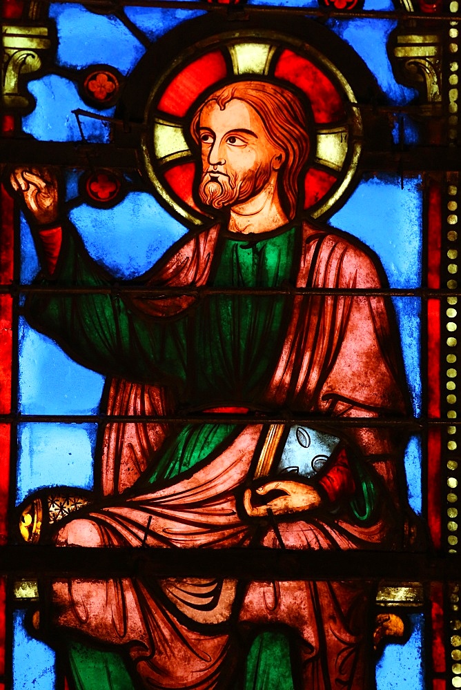 Stained glass window depicting Jesus, The Holy Chapel (La Sainte-Chapelle) Paris, France, Europe