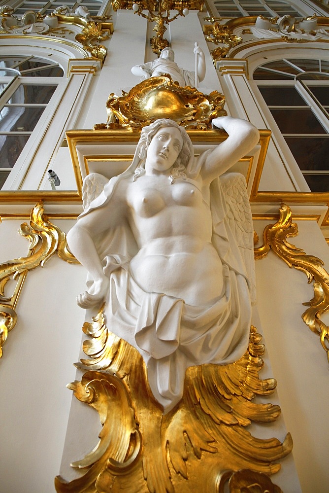 Statue, Honor staircase, Hermitage Museum, St. Petersburg, Russia, Europe