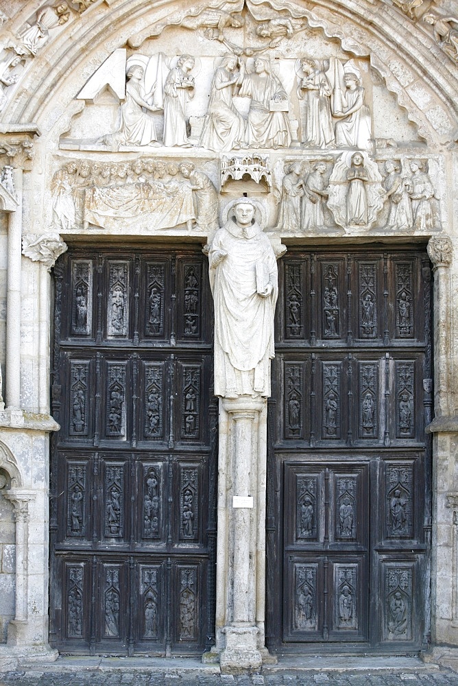 The 12th century entrance to Saint Thibault church, Saint-Thibault-en-Auxois, Doubs, France, Europe