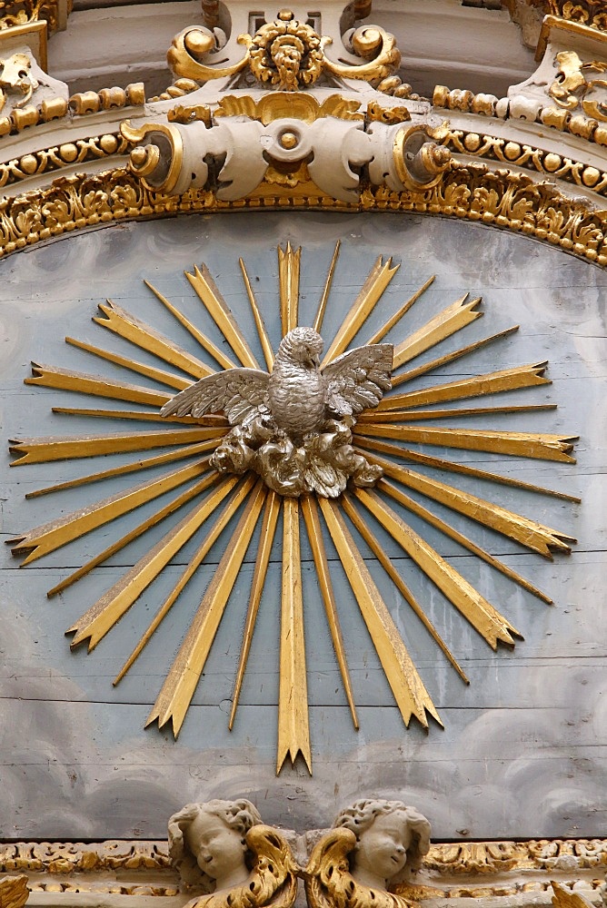 Sculpture of the Phoenix, symbol of Resurrection in Sant'Irene church, Lecce, Apulia, Italy, Europe