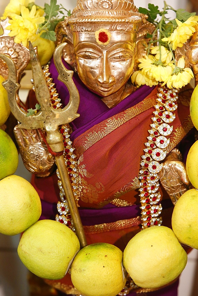 The Hindu goddess Durga at Diwali celebration at the Paris Ganesh temple, Paris, France, Europe