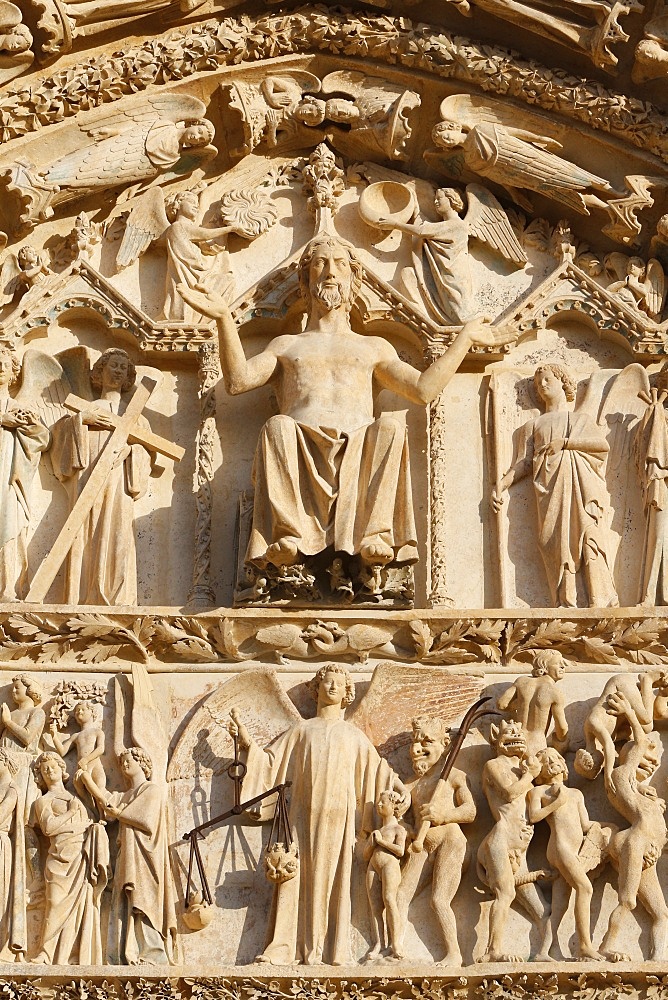 The Last Judgement, Western portal, Bourges Cathedral, UNESCO World Heritage Site, Cher, Centre, France, Europe