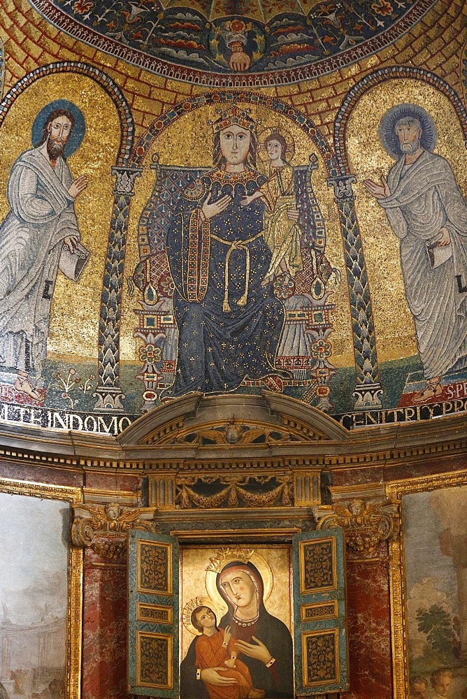 Mosaic of Mary and Jesus, Santa Francesca Romana church, Rome, Lazio, Italy, Europe