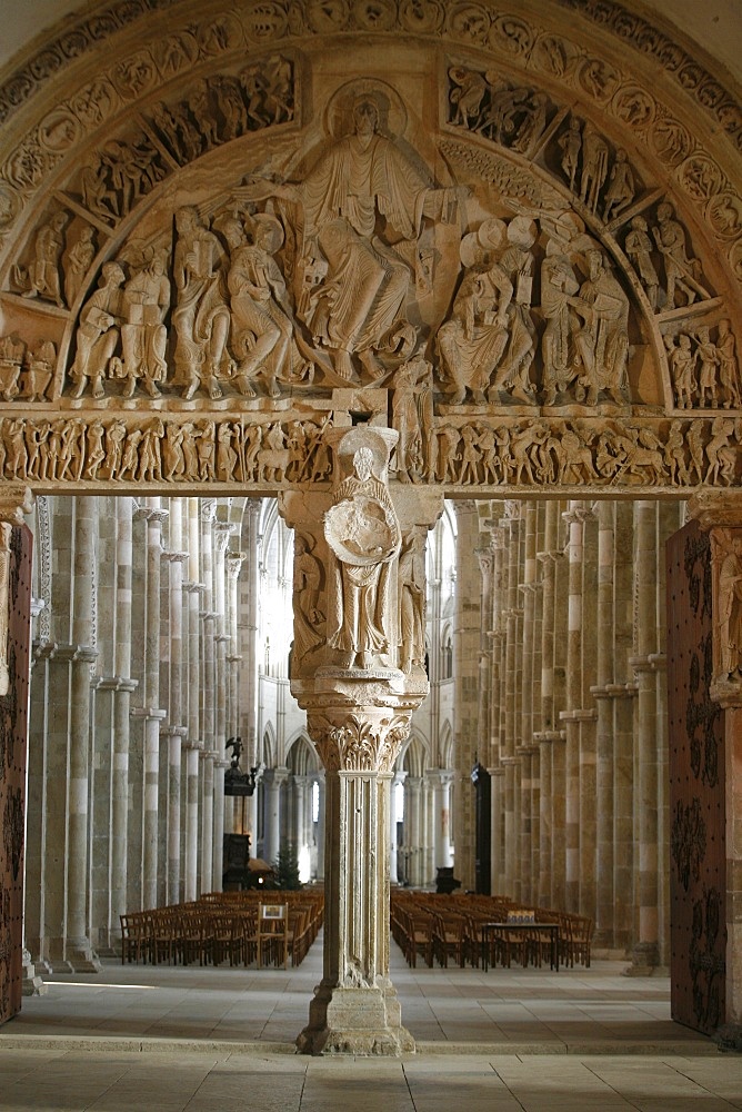 Narthex entrance, Vezelay Basilica, UNESCO World Heritage Site,Vezelay, Yonne, Burgundy, France, Europe