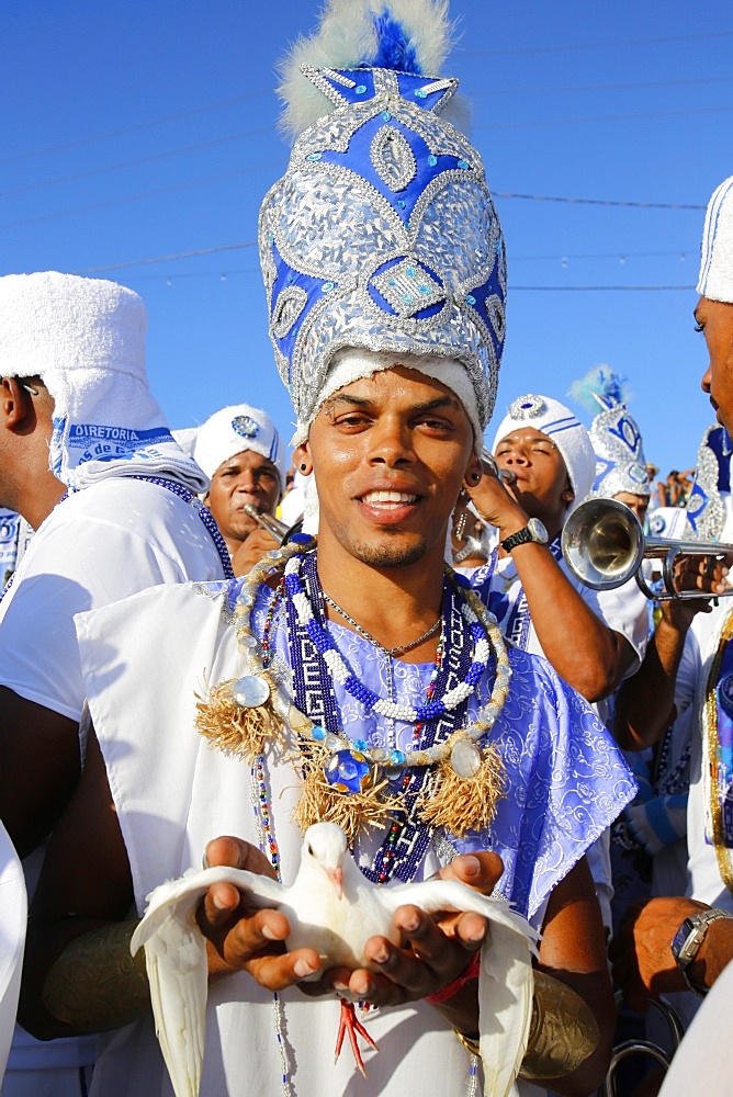 The Sons of Gandhi at Lemanja's festival in Rio Vermelho, Salvador, Bahia, Brazil, South America