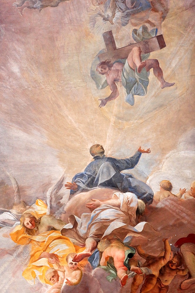 Apotheosis of St. Ignatius of Loyola and the allegory of the missionary work of the Jesuits dating from 1685 by the Jesuit painter Andrea Pozzo, Church of Saint Ignatius of Loyola, Rome, Lazio, Italy, Europe