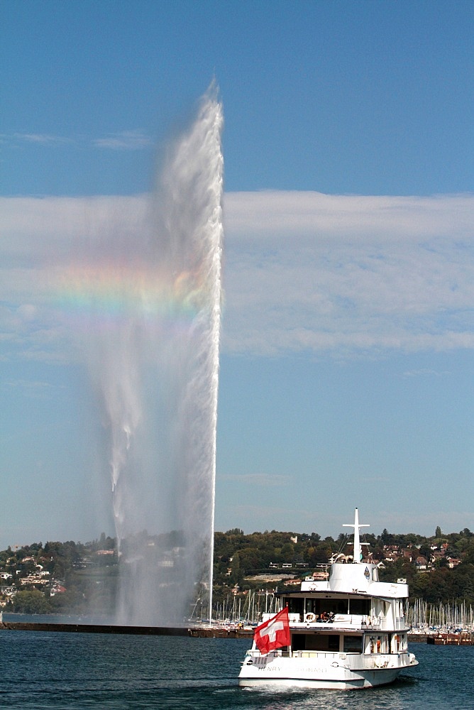 Water jet, Lake Geneva, Geneva, Switzerland, Europe