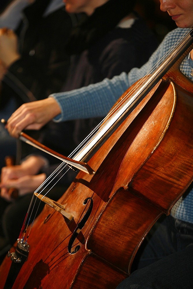 Cello player, Geneva, Switzerland, Europe