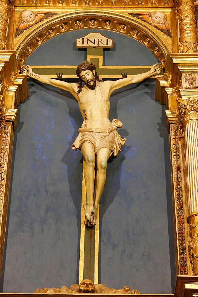 Crucifix in the Mosque (Mezquita) and Cathedral of Cordoba, UNESCO World Heritage Site, Cordoba, Andalucia, Spain, Europe