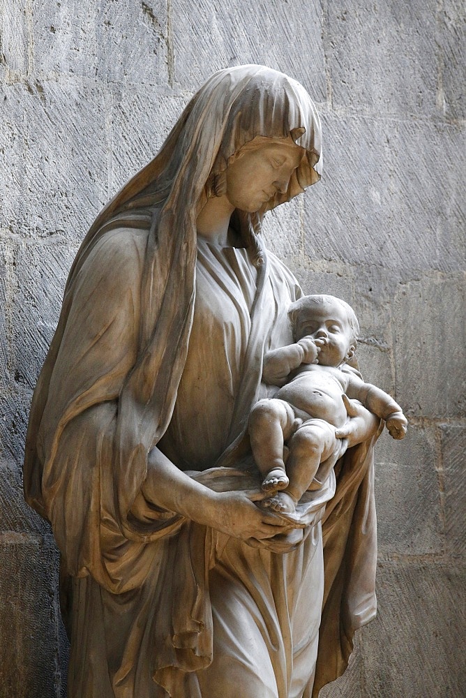 Virgin with Child, Notre-Dame de Rouen cathedral, Rouen, Seine-Maritime, Normandy, France, Europe