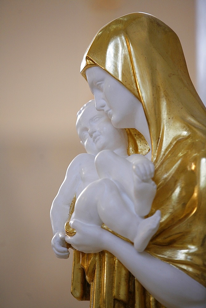 Statue of the Virgin and Child in Am Steinhof church, Vienna, Austria, Europe